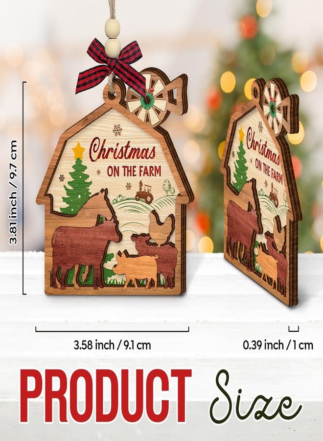 Veryhomy Farmhouse Christmas Ornaments 2025 - Wooden Rustic Farm Animal Ornaments for Christmas Tree Hanging Decor - Barn Farm Gifts for Women, Men, Farmer Gifts for Animal Lovers, Family, Friends - Image 2